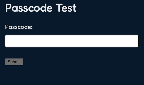 Passcode testing